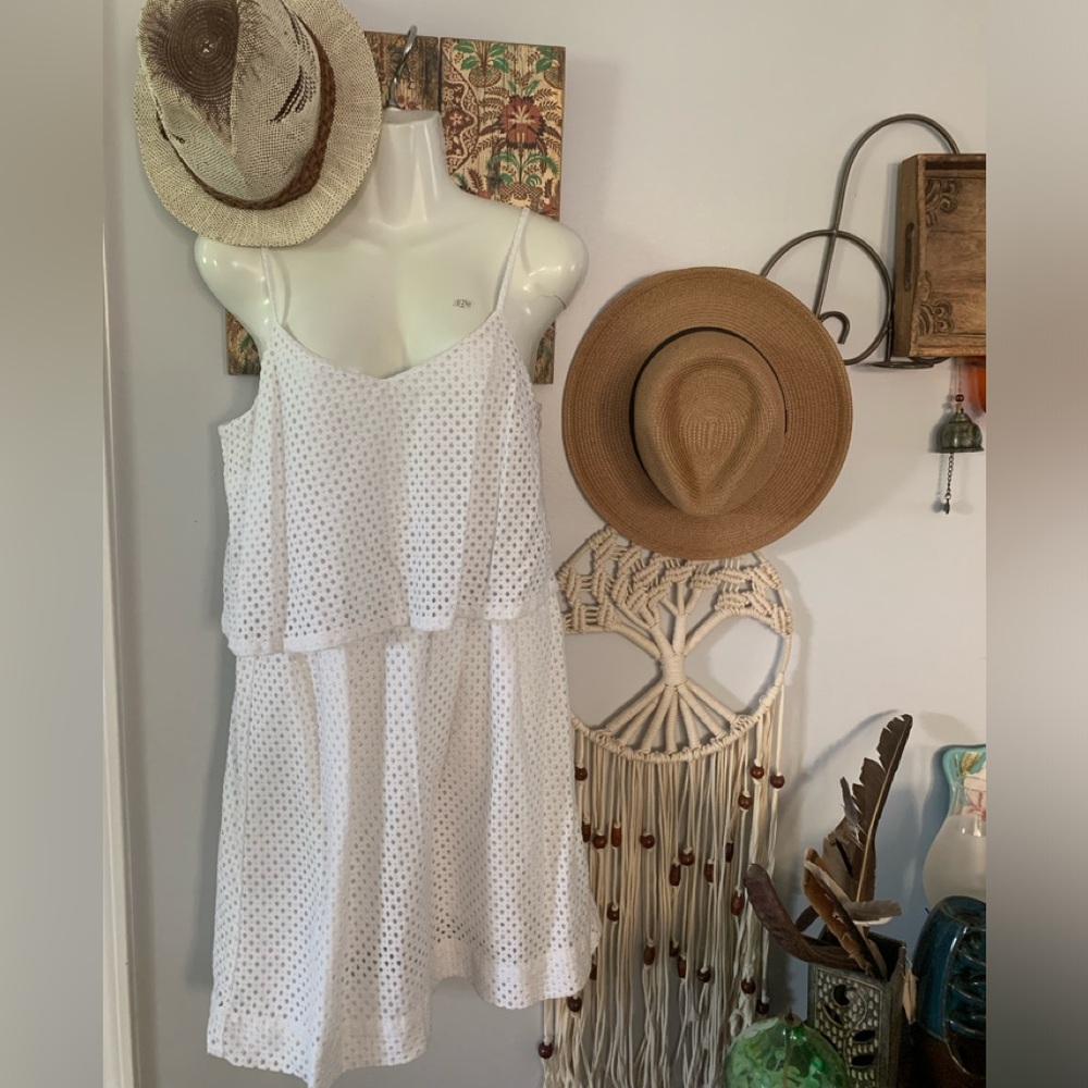 LOFT eyelet material dress, white color.